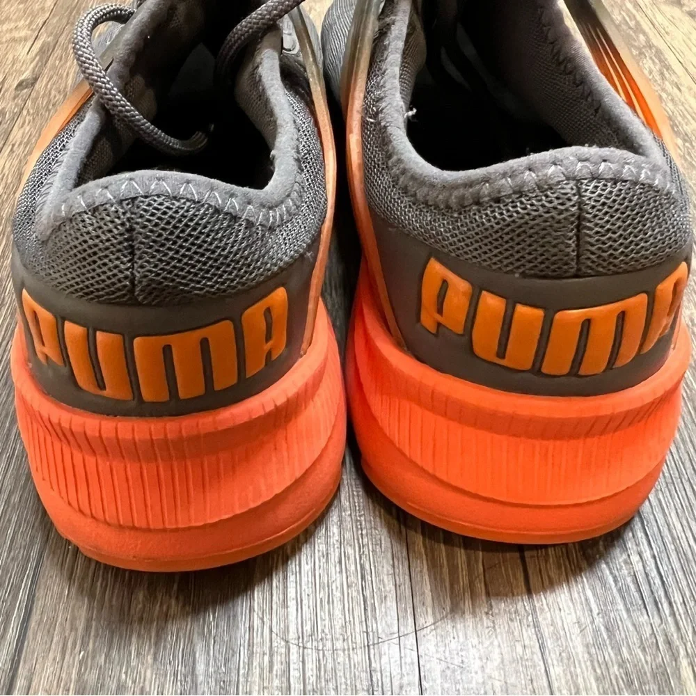 Puma Pacer Future 2Tone Lace Up Youth Grey Orange Sneakers Tennis Shoes Size 5.5
